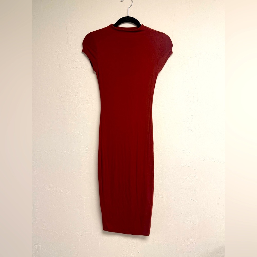 Maroon Fitted Stretch Dress